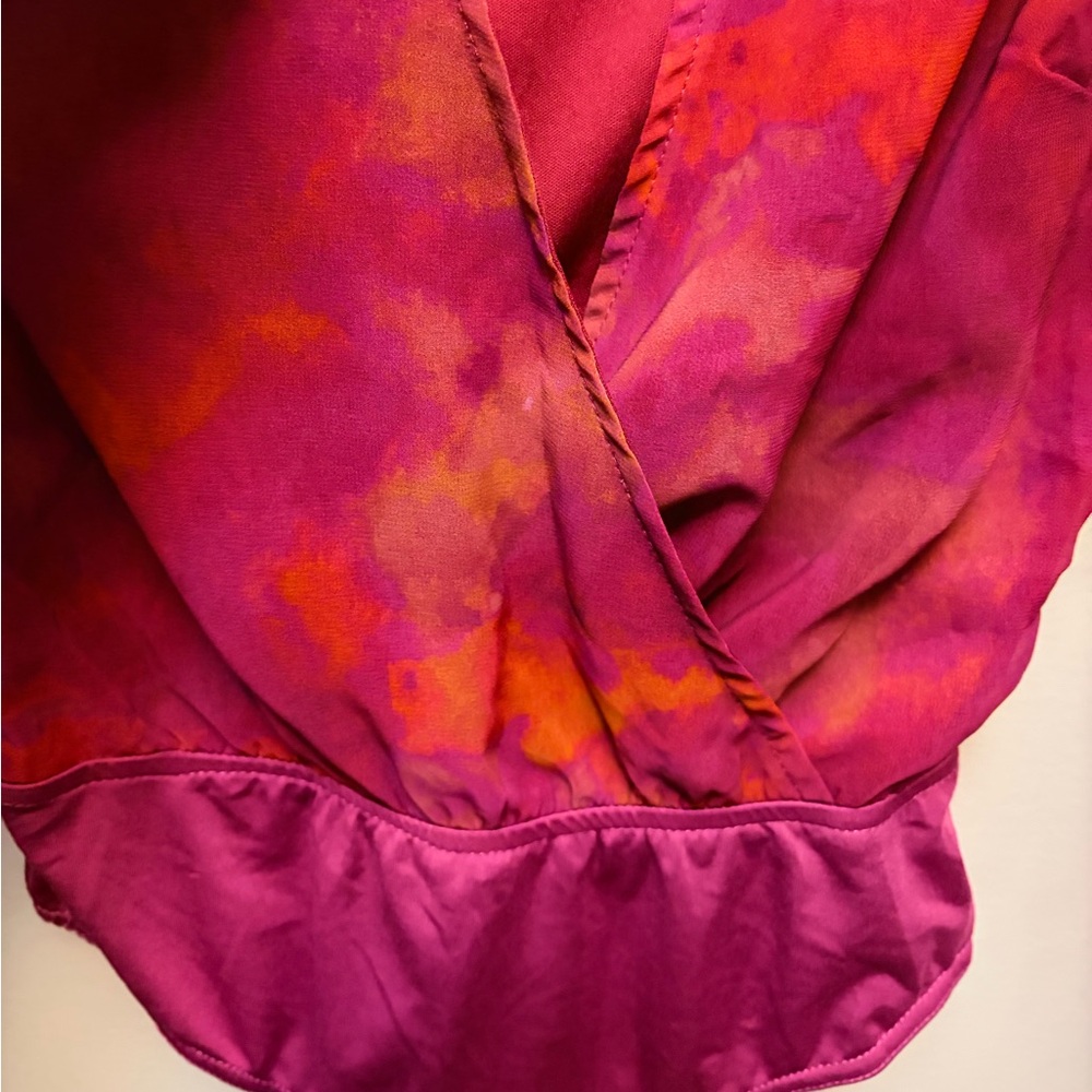 In The Style Pink Orange Sheer Wrap Bodysuit - Picture 5 of 9